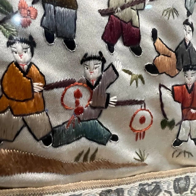 1960s Fine Chinese Silk Art Embroidered Tapestry Panel For Sale - Image 11 of 13