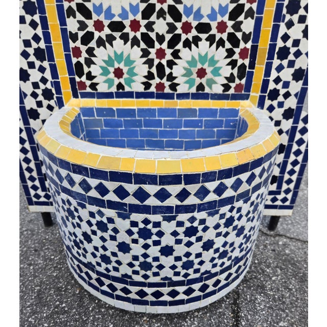 Multicolor Rbatia Style Moroccan Mosaic Tile Fountain, Settachia Blue For Sale - Image 4 of 6
