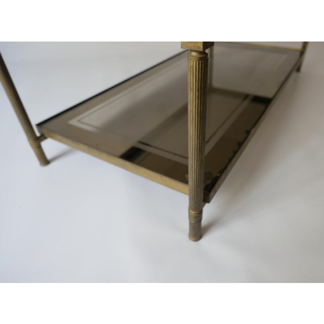 Vintage Brass Coffee Table with Smoked Glass and Mirror from Maison Jansen, 1960s For Sale - Image 9 of 11