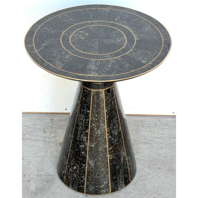 Modern Brass-Inlaid Tessellated Marble Side Table, Attributed to Maitland Smith For Sale - Image 14 of 14