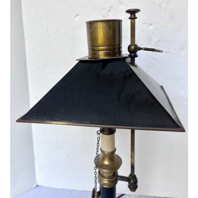 1970s Chapman Brass French Bouillotte Lamp With Black Tole Shade For Sale - Image 14 of 14