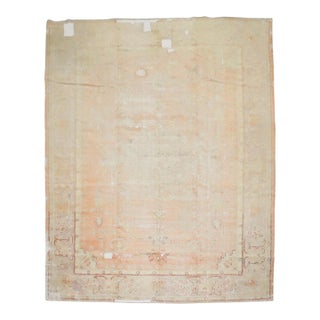 Antique Zabihi Collection Worn Soft Peach Oushak Rug - 9'10" x 13'2" For Sale