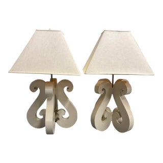 K Design Nyc White Table Lamp With Lamp Shade - a Pair For Sale