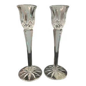 Late 20th Century Gorham Lady Anne Crystal Candlesticks- a Pair