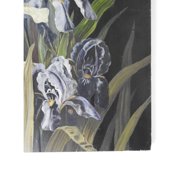 Early 20th Century Early 20th Century Iris Painting on Wood For Sale - Image 5 of 7