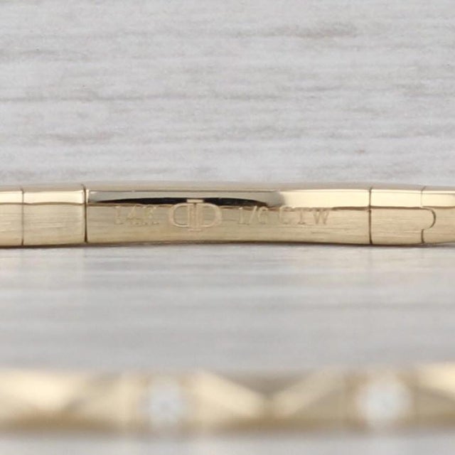 Metal New 0.16ctw Diamond Flexible Bangle Bracelet 14k Yellow Gold 6.75" For Sale - Image 7 of 7