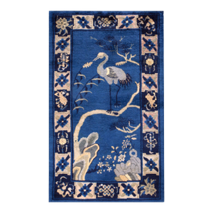 1930s Blue Animalia Antique Chinese Peking Rug 3' 0" X 5' 0" Handknotted Wool Carpet
