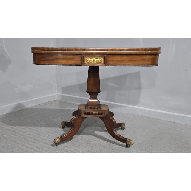 Antique Regency Brass Inlaid Card Table, 1820 For Sale - Image 6 of 18