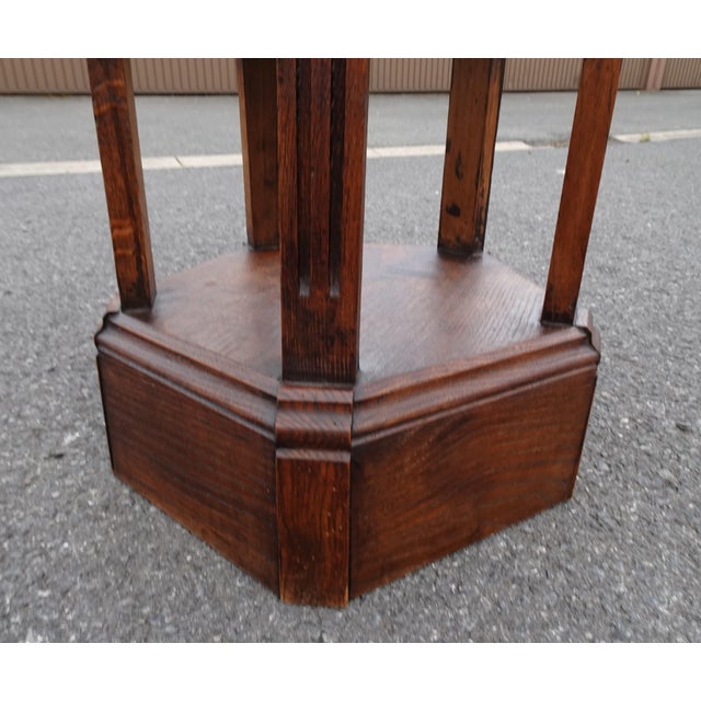 Antique Oak Gothic Pedestal, 1890s For Sale - Image 12 of 18