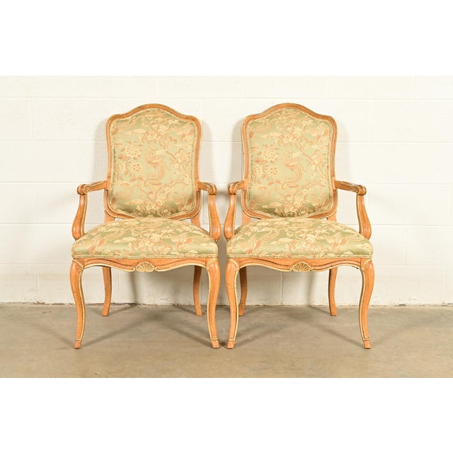 John Stuart French Provincial Louis XV Carved Oak Armchairs | Pair For Sale - Image 15 of 15