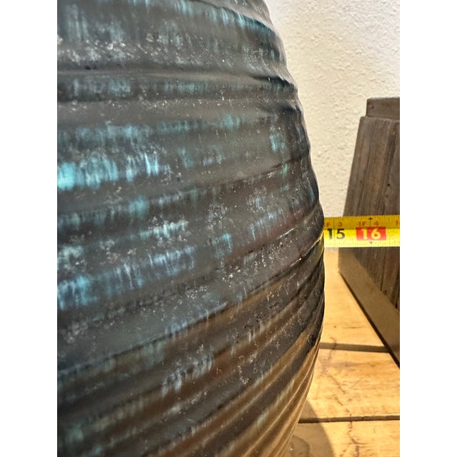 Massive 1960s Glazed Ceramic Blue Lamp For Sale - Image 6 of 8