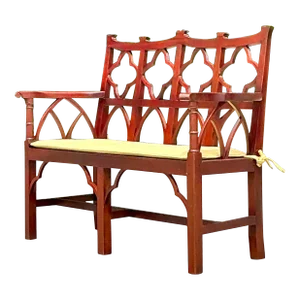 Vintage Regency Chinese Chippendale Wooden Bench