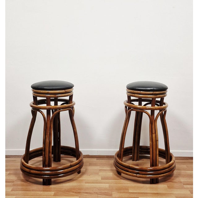 Vintage Bamboo Stools, 1970s, Set of 2 For Sale - Image 13 of 13