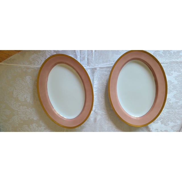 Fitz and Floyd Late 20th Century Fitz & Floyd "Versailles" Dusty Rose Pink Oval Serving Platters (Set of 2) For Sale - Image 4 of 4