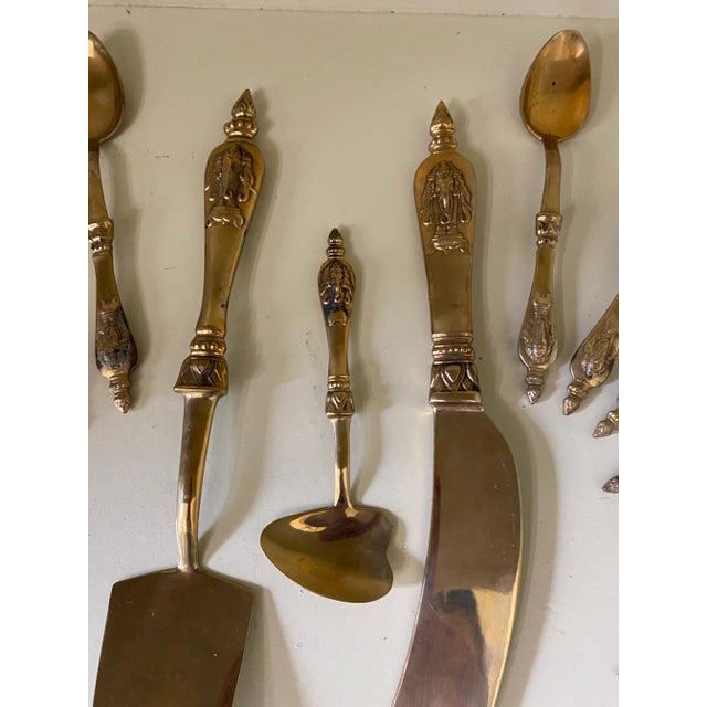 Vintage James Thailand Nickel Bronze Dessert Utensils with Elephant Heads- 19 Pieces For Sale - Image 9 of 13