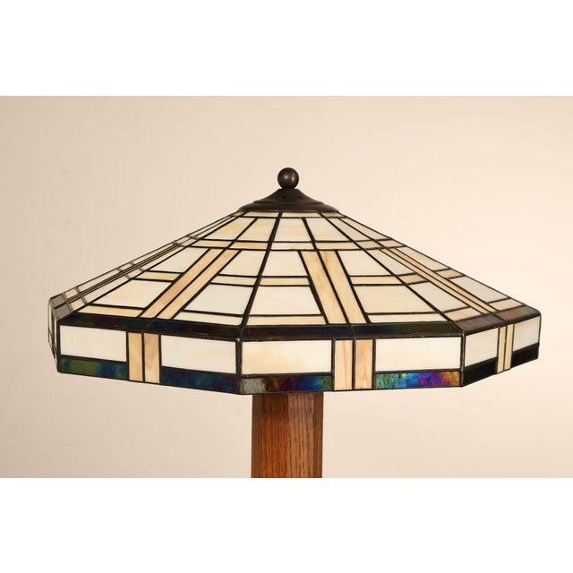 Stickley Late 20th Century Stickley Mission Collection Table Lamp With Leaded Glass Shade For Sale - Image 4 of 18
