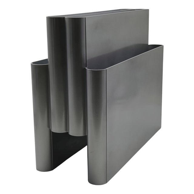 Silver Model 4676 Magazine Holder by Giotto Stoppino for Kartell, Italy, 1970s For Sale