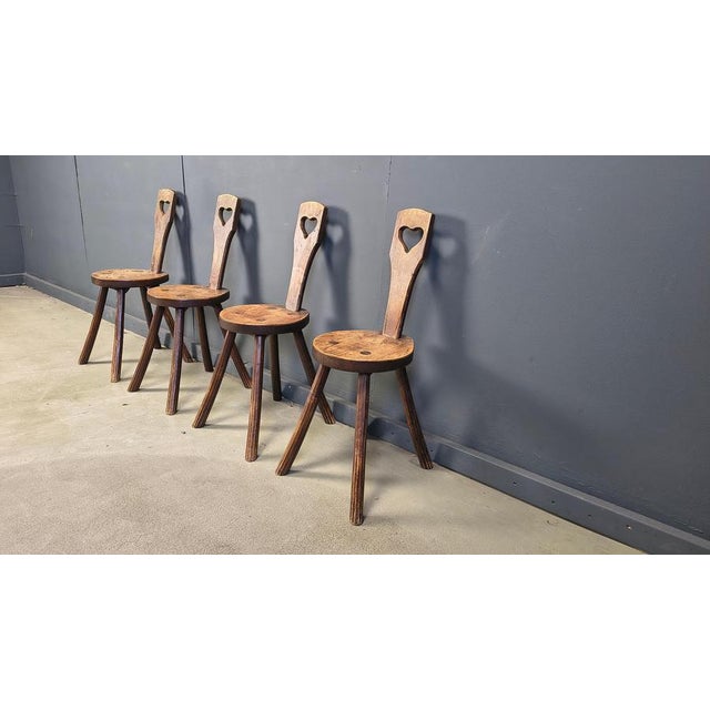 Brown Vintage Brutalist Heart-Shaped Chairs, 1960s, Set of 4 For Sale - Image 8 of 15
