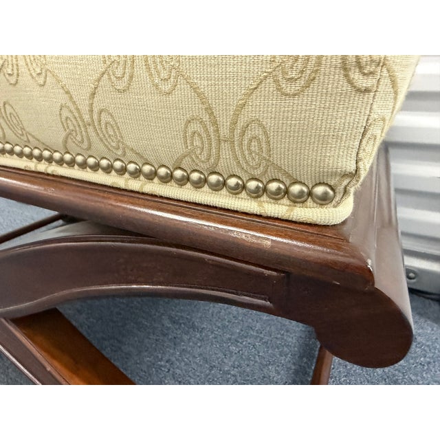 Vintage X-Form Upholstered Ottomans With Nailhead Trim, Pair For Sale - Image 13 of 14