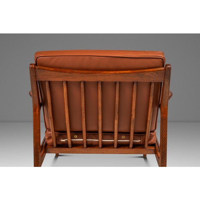 Wood Restored Danish Modern Model 596 Lounge Chair in Beech & Leather Attributed to Lawrence Peabody & Ib Kofod Larsen for Selig, Denmark, C. 1950's For Sale - Image 7 of 18