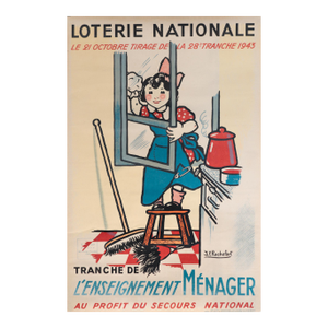 1943 French Loterie Nationale Poster - "Tranche De l'Enseignement Ménager"