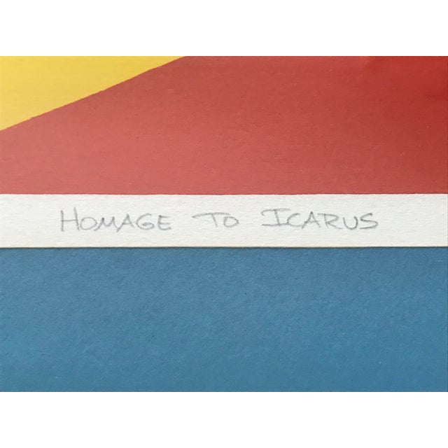 Yellow Mildred Dienstag Serigraph, "Homage to Icarus' - Signed, Dated '75, Numbered 29/45 For Sale - Image 8 of 12