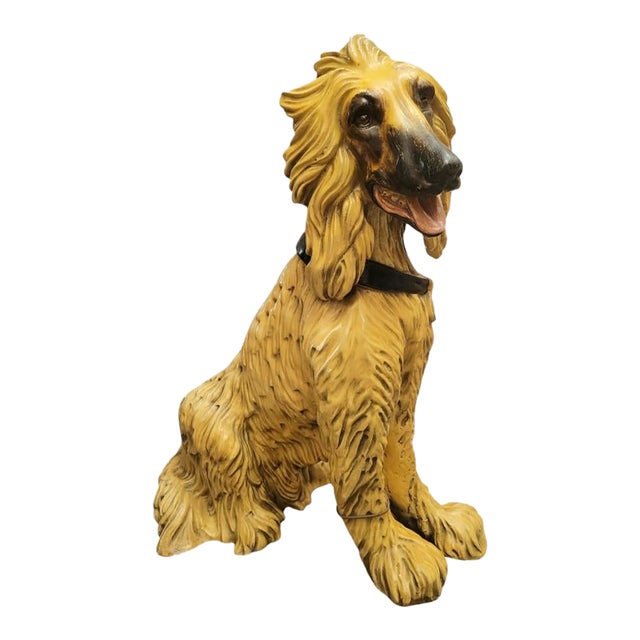 Vintage Life Size Yellow Plaster Afghan Hound Dog by Marwal Room Decor Statue For Sale