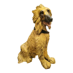 Vintage Life Size Yellow Plaster Afghan Hound Dog by Marwal Room Decor Statue