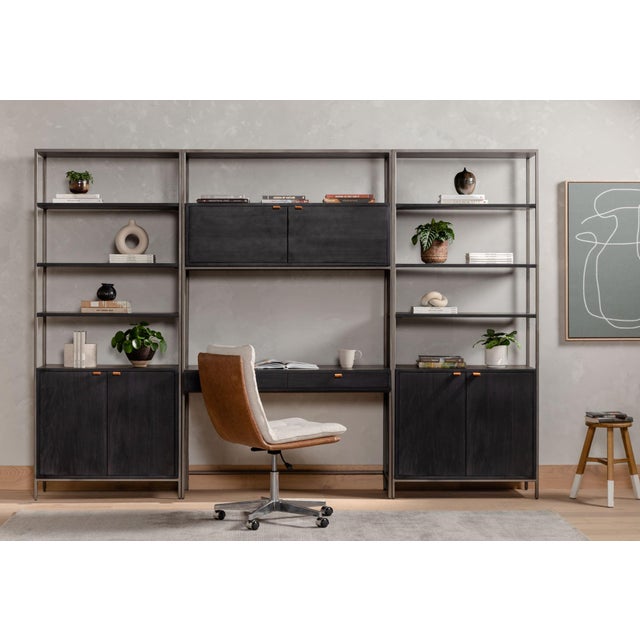Four Hands Trey Modular Wall, 2 Bookcase, Desk, Black For Sale - Image 9 of 9