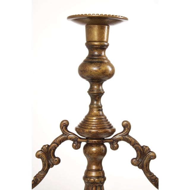 Late 20th Century Late 20th Century Victorian Style Bronze Three-Light Candelabra - A Pair For Sale - Image 5 of 12