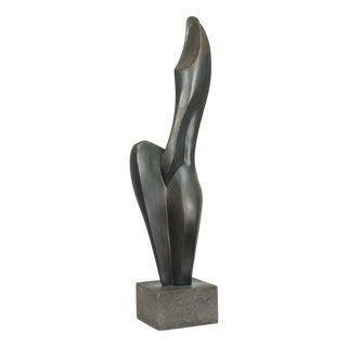 Francine Govers, Female Figure Sculpture, 1990s, Bronze on Stone Base For Sale