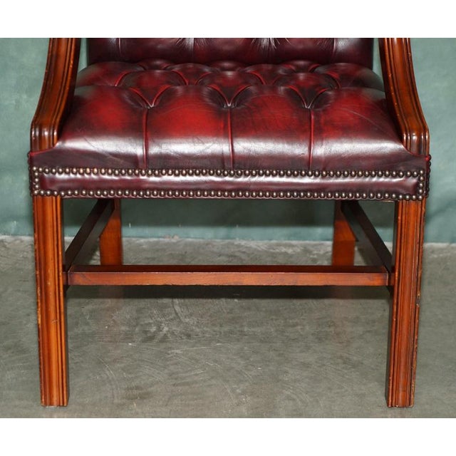 Georgian Oxblood Leather and Hardwood Gainsborough Library Armchair For Sale - Image 9 of 17