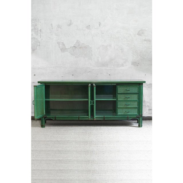 Large Green Lacquered Sideboard, 1980s For Sale - Image 3 of 8