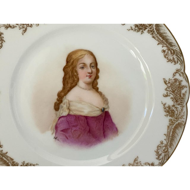 19thC Sèvres Marked Portrait Plate Madame de Montespan Signed Debrie Made in France c.1890-1910 Approx. 1" High x 9 1/2"...