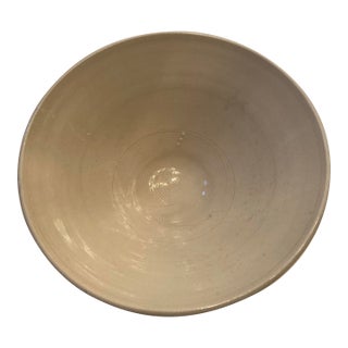 Vintage Japanese Round Gloss Glazed Porcelain Bowl Signed on Base For Sale