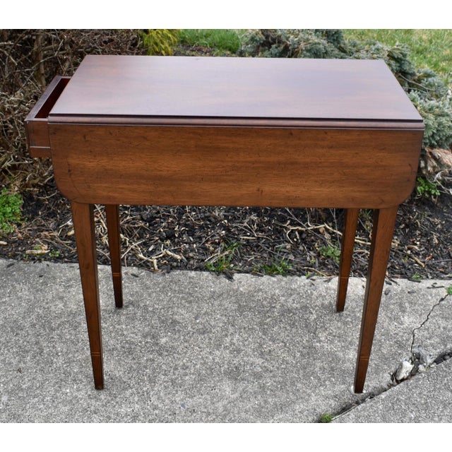 Brown Vtg. Kittinger Inlaid Mahogany Pembroke Table For Sale - Image 8 of 15