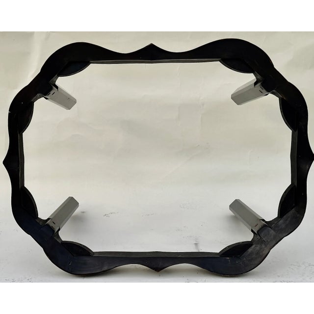 Black Hand-Painted Tray Table With Peacock & Garden Scene For Sale - Image 8 of 13