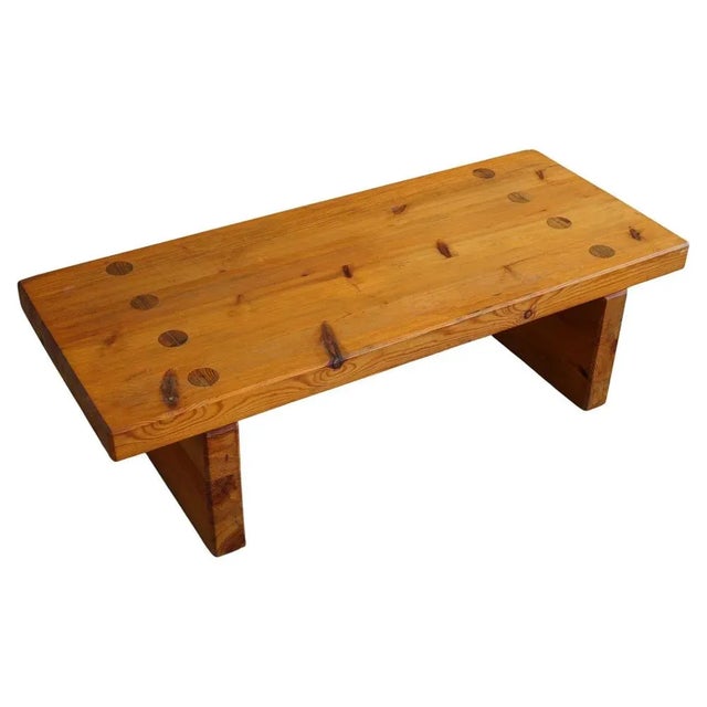 Swedish Modern Square Solid Pine Coffee Table attributed to Sven Larsson, Brutalist, 1970s For Sale - Image 11 of 11