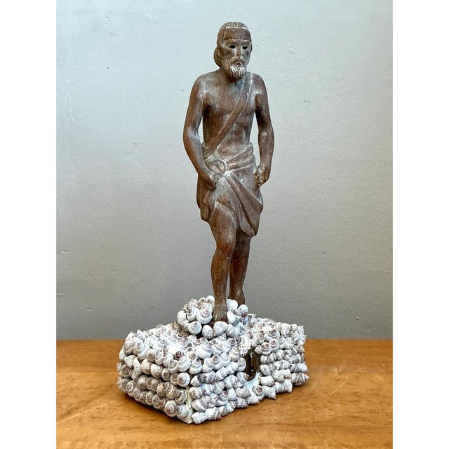 Almond Vintage Wood and Shell Greek Figure Box For Sale - Image 8 of 12