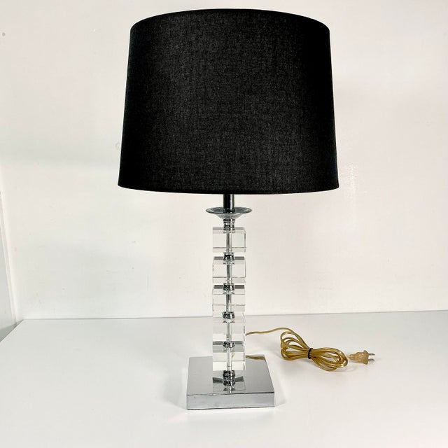 Metal 1970s Vintage Contemporary Modern Stacking Square Lucite Cubes Table Lamp For Sale - Image 7 of 16