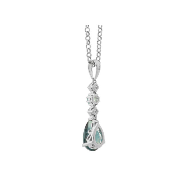 14k Topaz Diamond Pendant on Silver Necklace For Sale In New York - Image 6 of 9