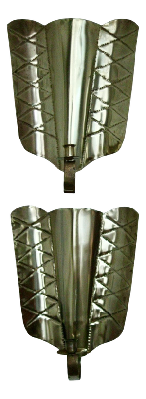Mid-Century Swedish Brass Shield-Shaped Sconces, Set of 2