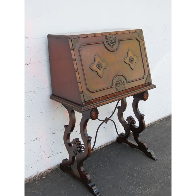 Early 1900s Carved Writing Cabinet Secretary Desk 6680 For Sale - Image 16 of 18