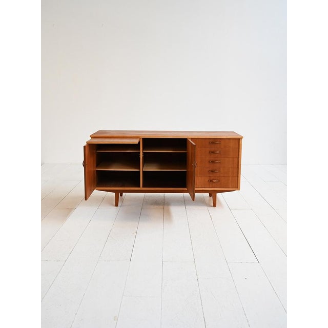 Scandinavian Teak Sideboard with Pull-Out Top, 1960s For Sale - Image 4 of 11