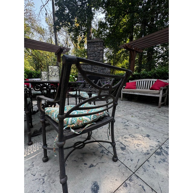 Vintage Cast Aluminum 7-Piece Outdoor Dining Set, Table & 6 Chairs For Sale In Portland, OR - Image 6 of 10