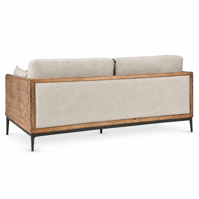 Modern Lodge Wood & Ivory Sofa For Sale - Image 4 of 8