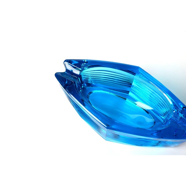 Glass Vintage Sklo Union Blue Glass Ashtray – Czech For Sale - Image 7 of 8