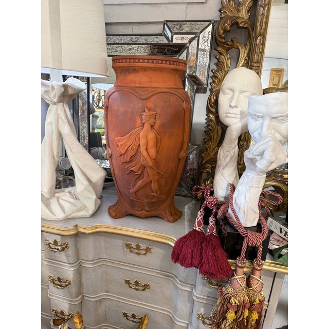 Antique Italian Terra Cotta Pot With Neoclassical Design. For Sale In West Palm - Image 6 of 6