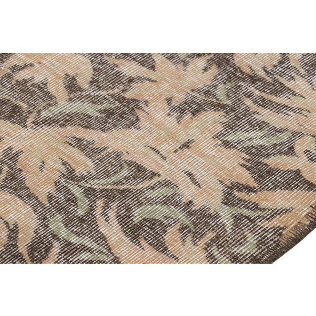Vintage Turkish Distressed Rug in Brown With Floral Patterns, From Rug & Kilim For Sale In New York - Image 6 of 7