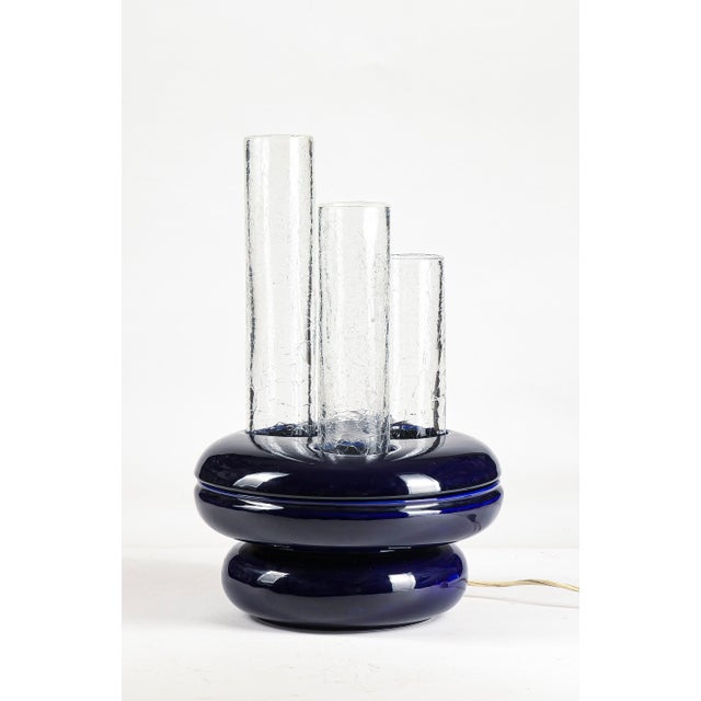 Mid-Century Modern Vintage Ceramic and Glass Table Lamp, Italy, 1970s For Sale - Image 3 of 10